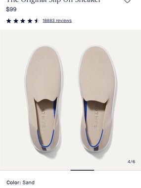 Rothy's Sand Slip-On Sneakers with Blue Accent
